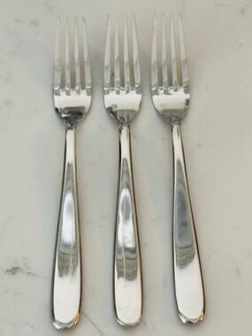 Set of 3 Fortessa Grand City Serving Forks, 9.25” Stamped Front & Back